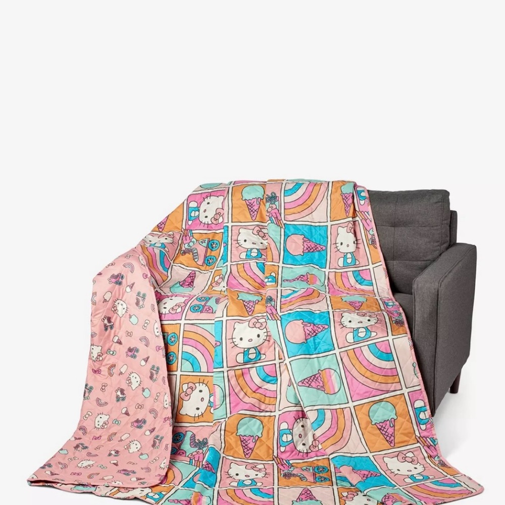 Northwest Pink Hello Kitty Rainbow Quilted Queen Blanket